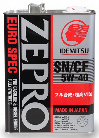Моторное масло IDEMITSU ZEPRO Euro Spec 5W-40 SN/CF (4л)